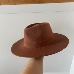 West Von Genuine Wool Wide Brim Hat in Cognac